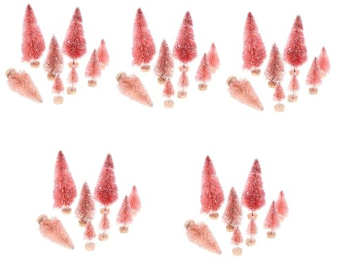 Zerodeko 5 Sätze Künstliche Weihnachtsbäume Artificial Christmas Tree Weihnachtsbäume Mini Pinker Hausdeko Farbig Ornamente Weihnachtsdeko Requisite Weihnachtsbaum Hölzern Rosa 8 Stück * 5
