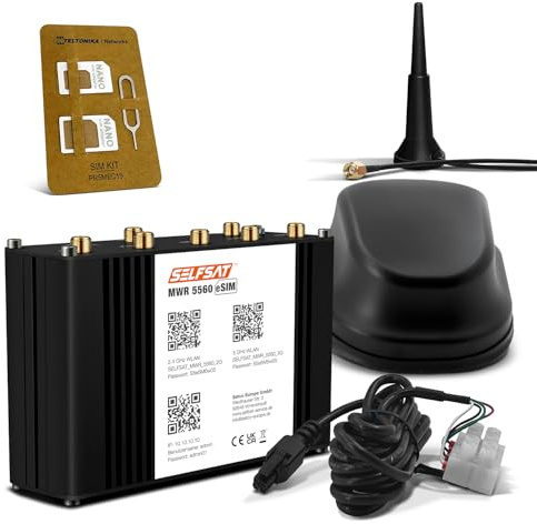 SELFSAT MWR 5560 eSIM 5G Cat 19 WLAN Router bis 3,4 Gbps inkl. SELFSAT 5G Antenne schwarz