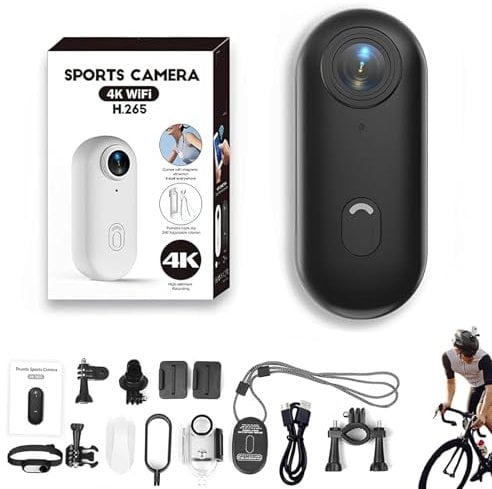 GoSnap - 4K Thumb Action Camera, Go Snap Camera, Wearable Mini Gosnap Body Camera with 360° Rotation Spring Clip, for Bike Cycling, Pet, Vlogging and Underwater (Black,4K)