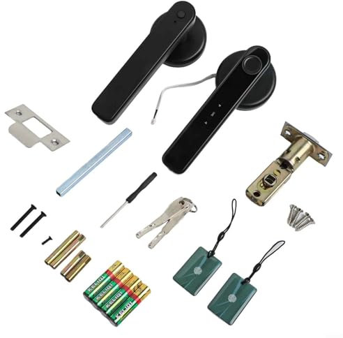 Cerradura de entrada sin llave de huellas dactilares para uso en interiores con características de privacidad y seguridad (negro)