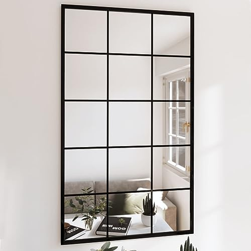 Refined Espejo de Pared Metal Negro 100x60 cm