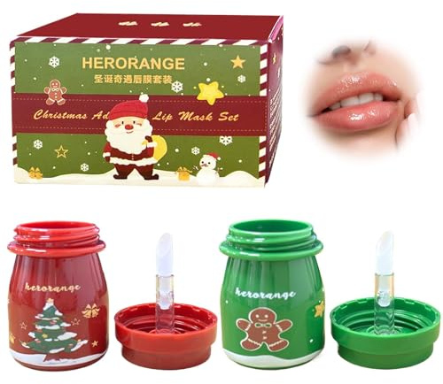 Dongcill Lip Mask Geschenkset,Feuchtigkeitsspendend Lippenmaske Overnight | Mini Overnight Lip Treatments,Minzelippenmaske+Rosenlippenmaske, Urlaubsgeschenke Für Weihnachten