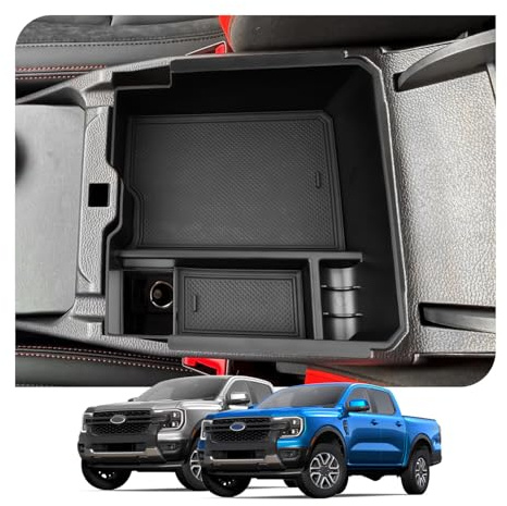 BSTW Compatible avec Ford Ranger T9 2023-2026 Boîtier de Rangement pour Console, pour Ford Ranger Tremor Limited Wildtrak Raptor Organisateur pour Accoudoir, Boîte de Rangement Cachée