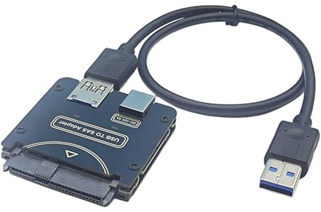 YINGhhh Externes SAS-Laufwerk mit USB-3.0-Schnittstelle liefert 5 Gbit/s Datenübertragung, funktioniert auf Windows 7/10/11 und benötigt 12-V-Netzteil, externe SASdisk-Adapter