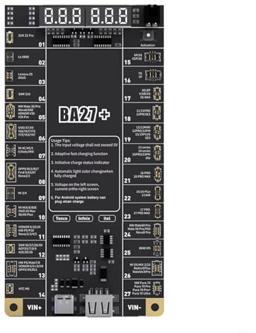BA27+ - Tester di attivazione batteria con rilevamento intelligente, monitoraggio in tempo reale per iPhone e ANDROID, spegnimento automatico, plastica/metallo, 140 x 60 x 10 mm, compatto