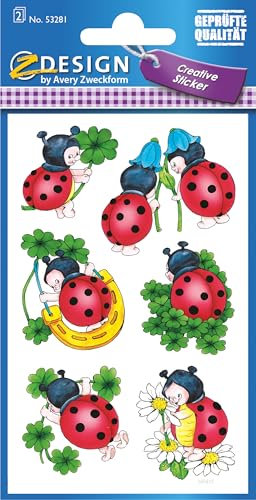 AVERY Zweckform 53281 Deko Sticker Marienkäfer 12 Aufkleber
