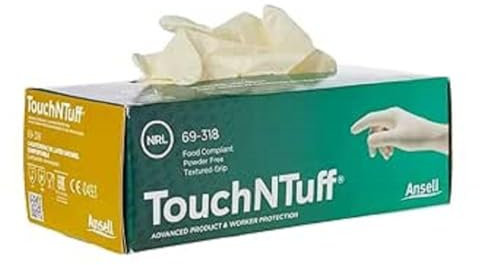 Ansell TouchNTuff 92-500 Gants Jetables en Nitrile, Poudrés, Haute Protection Chimique et Mécanique, Contact Alimentaire, Sécurité Industrielle, Sans Latex, Vert, Taille L (100 Gants)