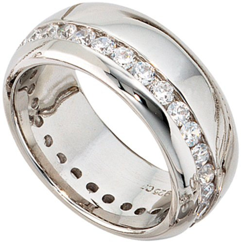 Ring Damenring aus 925 Echt Silber mit Zirkonia rundum Sterlingsilber Silberring, Ringgröße:Innenumfang 60mm ~ Ø19.1mm