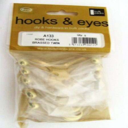 Bulk Pack Robe Hooks Brassed Twin 4PC