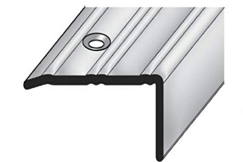 10 Meter (10 x 1 m) Treppenkantenprofil / Winkelprofil (Größe 20 mm x 40 mm) Edelstahl matt, gebohrt