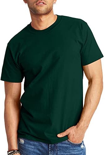Hanes mensO5180Short Sleeve Beefy-t Short Sleeve T-Shirt - Green - Large