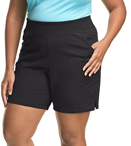 Just My Size Plus Size Cotton Jersey Shorts, Pull-on Gym Shorts, 7 Inseam