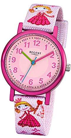 REGENT Textil Kinder Uhr F-949 Quarzuhr Armband rosa D1URF949 Quarzuhr Kinder
