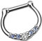 Piersando Universal Piercing Scharnier Clicker Ring Tribal mit Kristall Vintage Septum Tragus Helix Ohr Nase Lippe Brust Intim Silber Blau 1,2mm