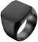 JewelryWe Schmuck Biker Edelstahl Herren-Ring, Glänzend Poliert Siegelring Quadrat Band Ring, Schwarz Größe 62 - mit Geschenk Tüte