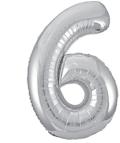 Silver Number 6 Shaped Large Foil Balloon (86cm) 1 Piece - Perfect for Birthday Parties and Special Events
