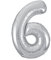 Silver Number 6 Shaped Large Foil Balloon (86cm) 1 Piece - Perfect for Birthday Parties and Special Events