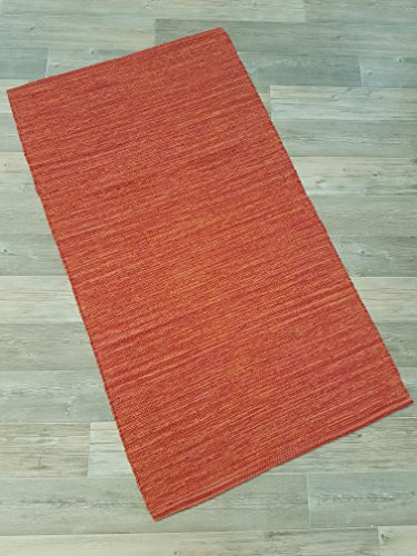 Kottig Fleckerlteppich Handweb Fleckerl Teppich Flickenteppich Mallorca 80x150 cm 100% rot