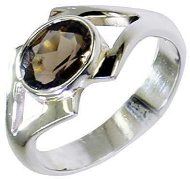 Jewelryonclick Real Smoky Quartz Chakra Heilung Damen Erklärung Ringe 925 Silber Geburtstag Schmuck Geschenk M