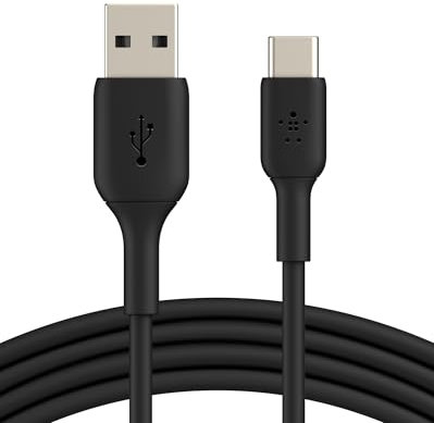 Belkin BoostCharge USB C charger cable, USB-C to USB-A cable, USB type C charging cable for iPhone 16, 15, Samsung Galaxy S24, S23, Google Pixel, iPad Pro, Nintendo Switch and more - 3m, Black