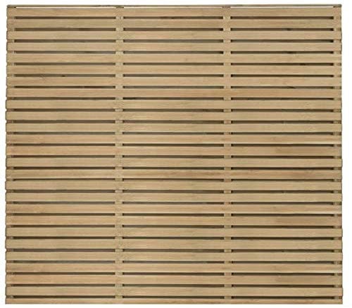 Forest Garden 1.8m x 1.5m Pressure Treated Contemporary Double Slatted Fence Panel, Pack of 4