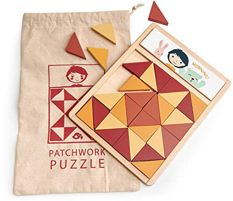 Tender Leaf Toys Patchwork-Puzzle mit vielen Formationen – perfekt für ruhiges Spielen Kinder ab 3 Jahren.