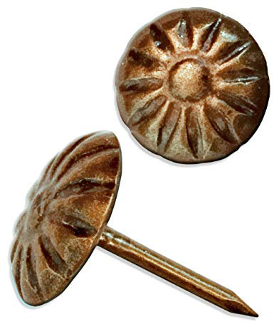 FUXXER® 100 unghie decorative anticate, con testa decorativa, vintage, 11 mm, rame