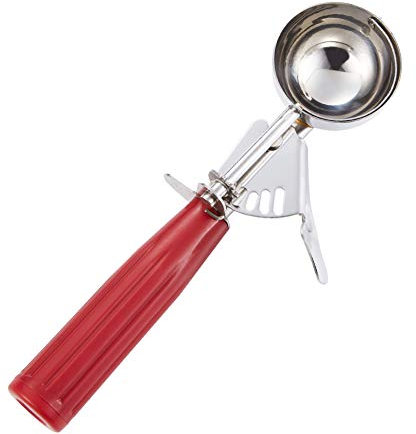 Keksschaufel – #24 (38,3 g) – Servierschaufel, Portionierschaufel – Portionskontrolle – 18/8 Edelstahl, roter Griff