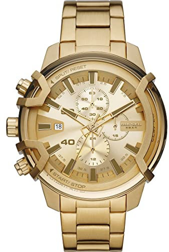 Diesel Herrenuhr Griffed, ChronographenUhrwerk, 48mm GoldEdelstahlgehäuse mit Edelstahlarmband, DZ4573