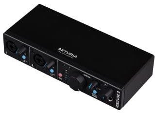 Arturia - MiniFuse 2 - Compact USB Audio & MIDI Interface with Creative Software for Recording, Production, Podcasting, Guitar - Black