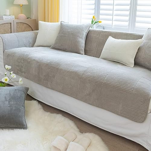 WYJHNLBEDC Sofa überwurfdecke, Sofaschutz Hund/Katze, Warmer Super Weicher Kurzer Plush Fleecedecke Sofa/Couch überzug/Sofabezug 1 2 3 Sitzer L Form U Form Ecksofa (90x210cm, Khaki)