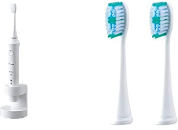 Panasonic EW-DL83-W803 Premium-Schallzahnbürste, weiß & Panasonic WEW0936 Multifunktionsbürste 2er Pack Ersatzbürsten Aufsteckbürsten Bürstenköpfe für Schallzahnbürste EW-DL83 (WEW0936W830)
