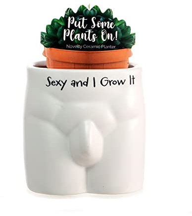Boxer Gifts Sexy and I Grow It Pot de Fleurs Fantaisie en Forme de Corps | Cadeau Amusant et Grossier pour décoration d'intérieur, céramique, Blanc, Taille Unique