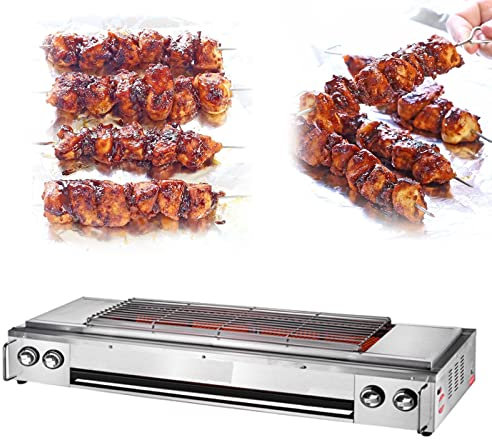 Barbecue Professionale a Gas, Barbecue Gas da Tavolo Griglie, Griglia da Tavolo, Barbecue Acciaio Inox Barbecue Appoggio Forno, Vassoio Dell'olio per Interni, per Picnic All'aperto,Sc 03(160)