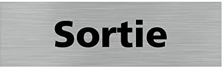 Pictogramme SORTIE (Q0142). Signalisation Porte - 170 X 50 mm - Autocollant souple ou plaque alu brossé 2mm. - Plaque aluminium brossé - Plaque aluminium brossé -