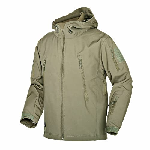 Kelmon Hommes Tactique Vestes Softshell Extérieures Doublure Polaire Chauds Imperméable Vestes Encapuchonné Manteau Camouflage avec Poches Multifonctions