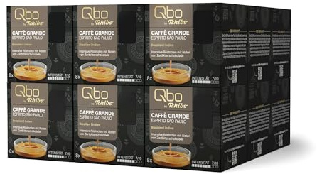 Tchibo Qbo Caffè Grande Espírito São Paulo Premium Kaffeekapseln, 144 Stück - 18x8 Kapseln (Caffè Grande, Intensität 7/10, hocharomatisch), nachhaltig & aus 70% nachwachsenden Rohstoffen¹