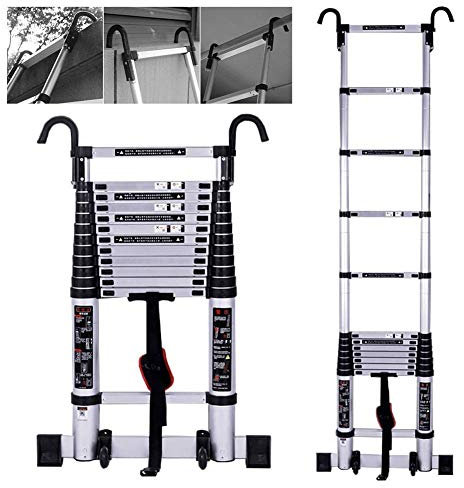 Teleskopleiter,Leitern,Multifunktionsleiter,TeleskopklappleitermitHaken undStützstange,AluminiumverlängerungTeleskopleiterfürRoofLoftOffice,HeavyDuty&Lightweight,LoadHappy Marriage