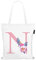Fmeida Bolsa de lona con inicial, bolsa de regalo personalizada para bodas, cumpleaños, playa, vacaciones, bolsa de compras reutilizable para mujeres, mamá, profesores, amigos, damas de honor, letra N