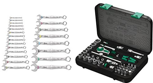 Wera 05020232001 6003 Joker 22 Set 1, Ringmaulschlüssel-Satz, metrisch, 22-teilig & 8100 SA 2 Zyklop Speed-Knarrensatz, 1/4 Zoll metrisch, Schwarz, 42-teilig, 05003533001