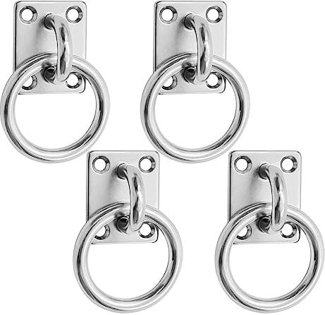 Hoypeyfiy M8 Deckenhaken-Set, 304 Edelstahl, Wandhalterung, Haken-Pad, Ösenplatte, strapazierfähig mit Drehhaken für Decke, Fitnessstudio, Balkon, Garage, Küche (4/6er-Pack)