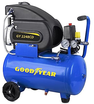 GOODYEAR - Compresseur d'air 24L 230V 8 bar 115 PSI Débit max 210 L/min Silencieux