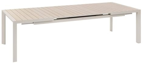 Hespéride - Ausziehbarer Gartentisch Evasion Holzeffekt Leinen & Lehmfarben - 10 Plätze - Epoxidbeschichtetes Aluminium - Lin/Ton