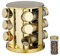 Relaxdays Spice Carousel, 12 Herb Jars, 360° Rotatable, Stainless Steel, Glass, HxØ: 22 x 20cm, Round Counter Rack, Gold, 22 x 20 x 20 cm