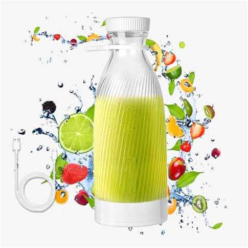 Fresh Juice Blender Portable, 500 ML, Conception à 6 Lames Appareil Smoothie, Recharge USB Portable sans Fil Appareil A Smoothie, Convient pour La Salle De Sport, Le Bureau,White