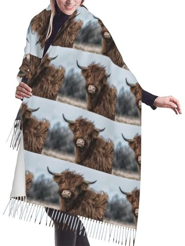GRatka Schal, Yack Yak, Unisex-Schal mit Fransen, groß, warm, weich, Kaschmir-Gefühl, Tücher, 196 x 68 cm