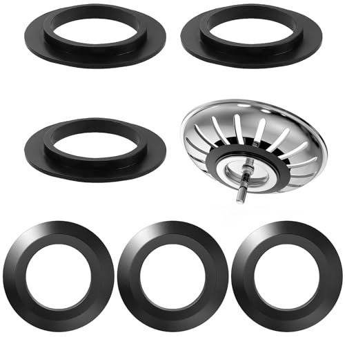 6 Pcs Sink Plug Rubber Seal, Xerteam O-Rings Washers Gasket Basket Strainer Washer Rubber Seal for Basket Strainer Plug Washer for 78 79 80 82 83mm (3 PCS Convex & 3 PCS Horizontal)