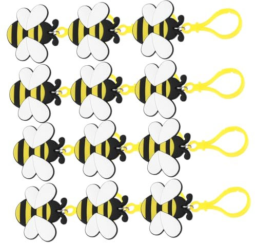 DRESSOOS 12st Biene Schlüsselanhänger Bienen-rucksack-charme Gelber Bienen-schlüsselanhänger Honigtöpfe Bienen-party-dekoration Geldbörse Charme Ornament Baby Pvc Thema Lieferungen Taschen