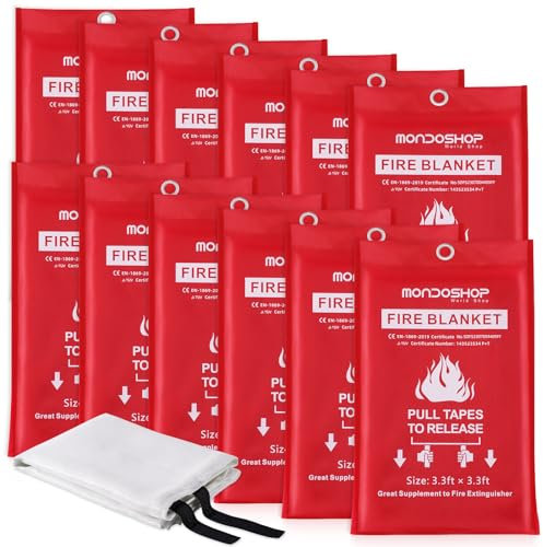 12 Pack Fire Blanket for Home, Kitchen, Camping, Warehouse
