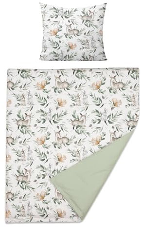Baby Comfort 2 Piece Duvet Cover & Pillowcase 80x70 cm Set for Crib, Cradle or Pram (Forest)